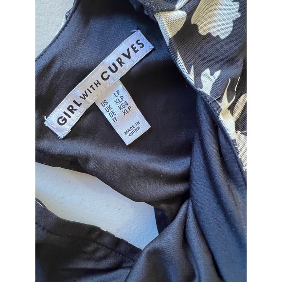 Girl With Curves Petite Mesh Flutter Sleeve Maxi Dress Black Floral NWOT Size LP - Picture 5 of 8